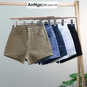Quần short jean nữ co giãn lai kiểu chất jean cotton dày dặn Anngo - AT488
