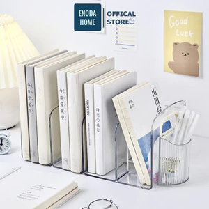 Giá Đựng Sách Để Bàn Trong Suốt ENODA HOME, Kệ Nhựa Chia Ngăn Đựng Đồ Đa Năng Q074
