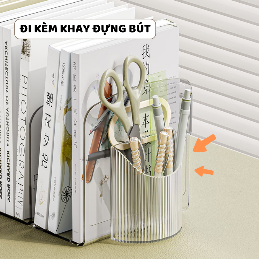 Giá Đựng Sách Để Bàn Trong Suốt ENODA HOME, Kệ Nhựa Chia Ngăn Đựng Đồ Đa Năng Q074