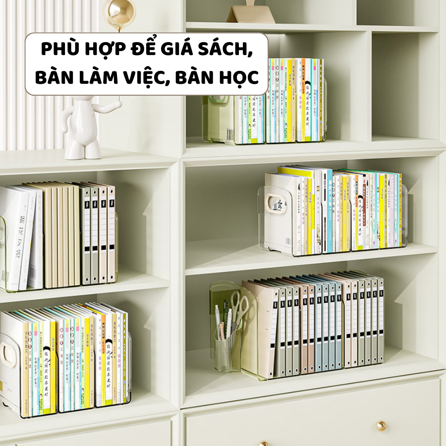 Giá Đựng Sách Để Bàn Trong Suốt ENODA HOME, Kệ Nhựa Chia Ngăn Đựng Đồ Đa Năng Q074