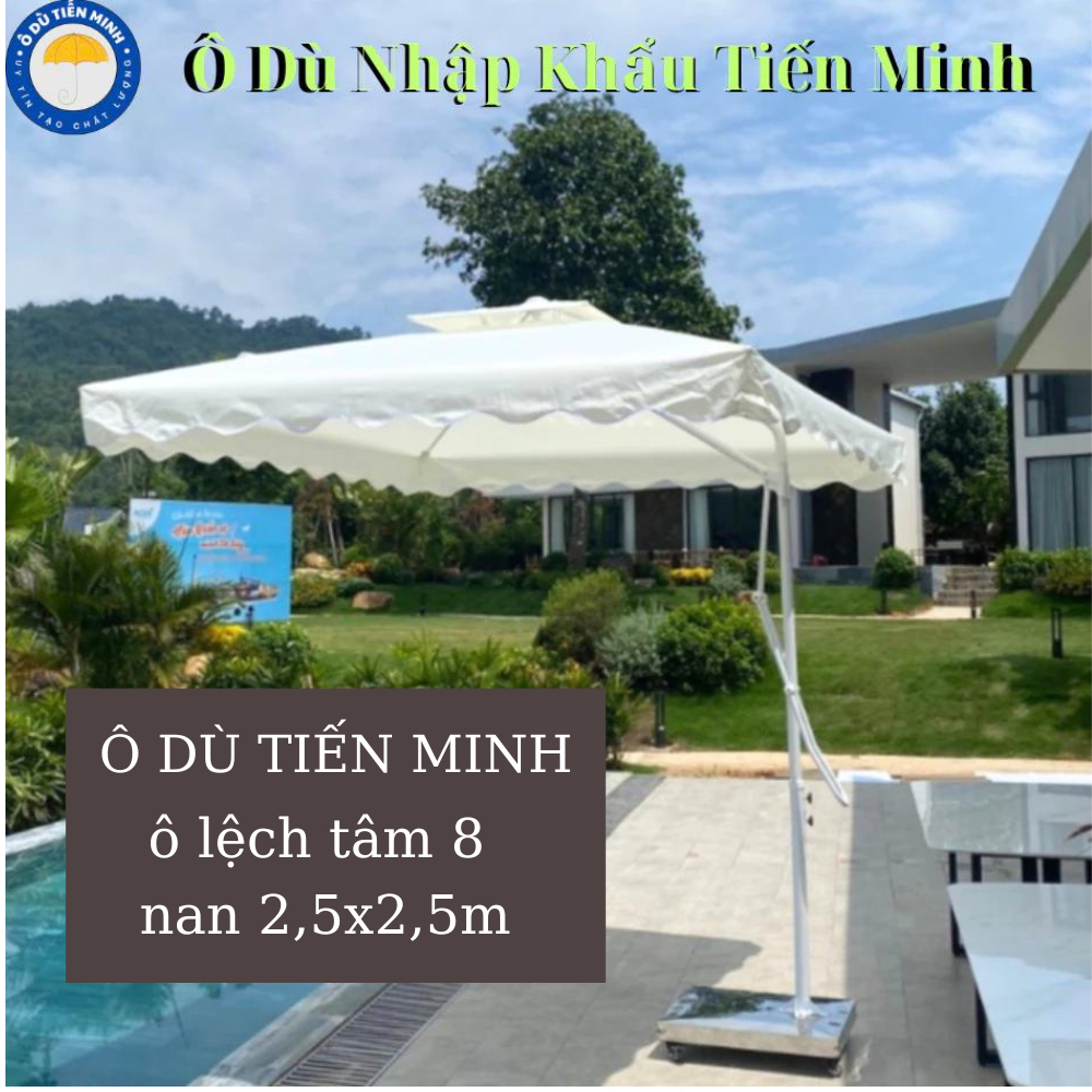Ô Lệch Tâm 4 Nan 2,5x2,5m Che Ngoài Trời Cao Cấp, Nhập Khẩu Chính Hãng có in Logo thương hiệu bảo hành 6 tháng