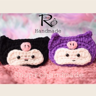 Kẹp tóc Kuromi siêu cute cho nữ và bé gái 6cm |Cặp tóc len phong cách đáng yêu |Shop Rô Handmade