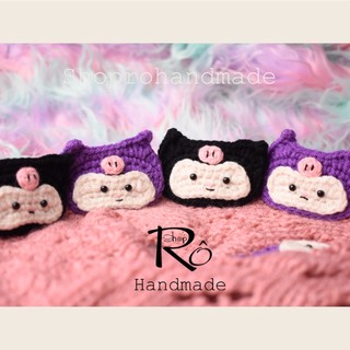 Kẹp tóc Kuromi siêu cute cho nữ và bé gái 6cm |Cặp tóc len phong cách đáng yêu |Shop Rô Handmade