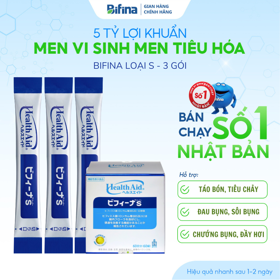 Ảnh Men vi sinh Bifina Nhật Bản - Loại S - Lẻ 3 gói (không có hộp) 1