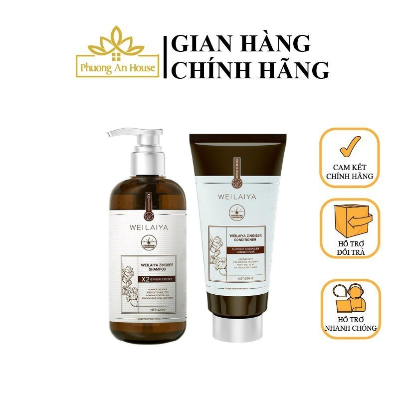 Cặp dầu gội xả tóc thảo dược Weilaiya gừng giúp kích thích mọc tóc - PHUONGANHOUSE
