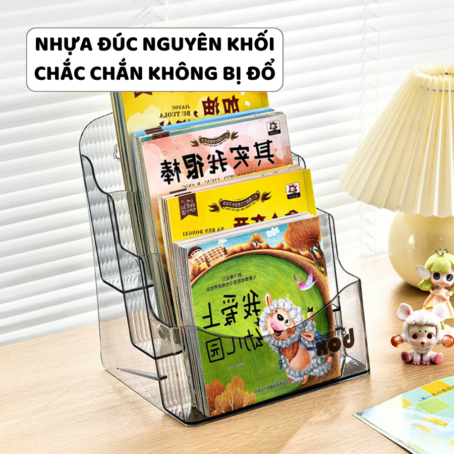 Kệ Trong Suốt Trưng Bày Sách Báo ENODA HOME, Giá Đựng Sách Vở Decor Bàn Học Q072