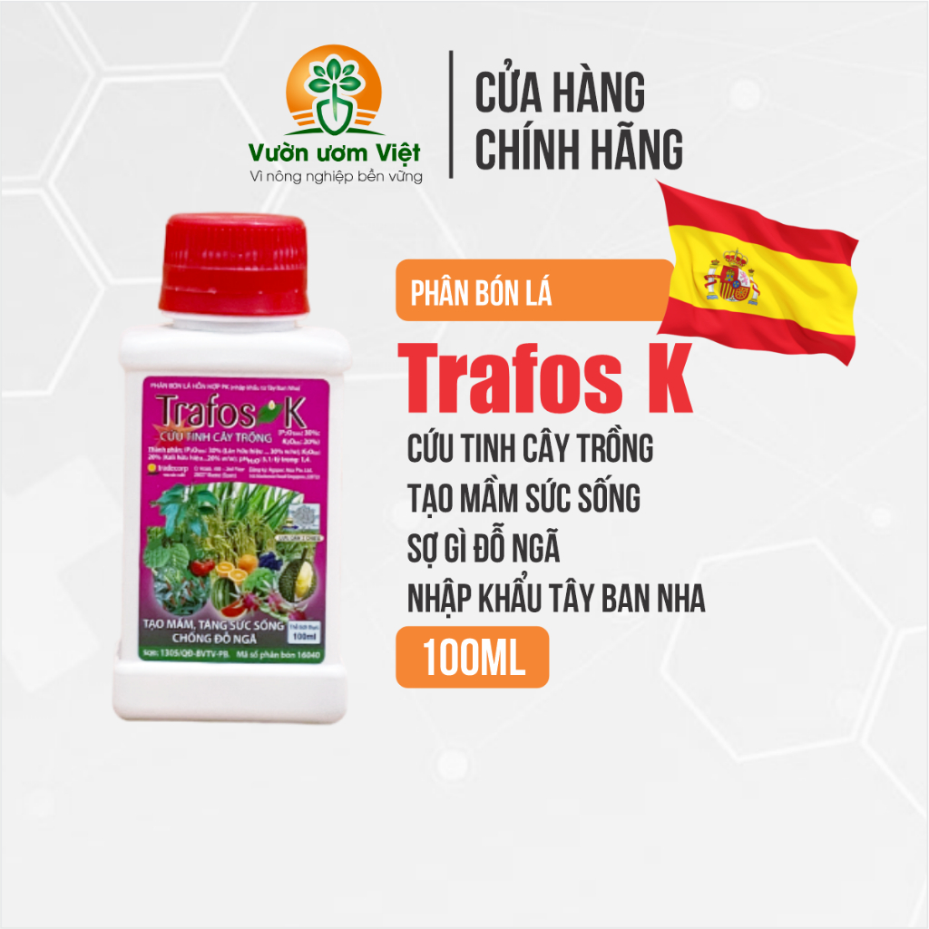 Phân bón Trafos K - tái tạo rễ, nuôi dưỡng hoa, lá xanh dày, chống vàng lá hiệu quả - 100ml