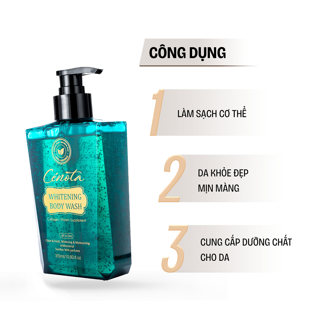 Ảnh Sữa tắm trắng da hạt Collagen Cenota Whitening Body Wash, sữa tắm collagen unisex 2