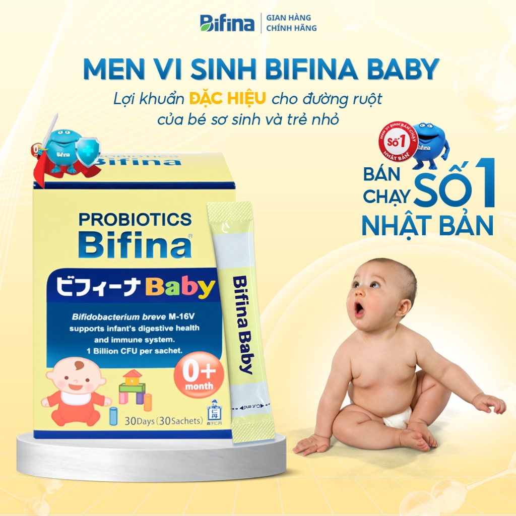 Ảnh Hỗ trợ ăn ngon, tăng đề kháng - Men vi sinh Bifina Baby Nhật Bản- Hộp 30 gói 1