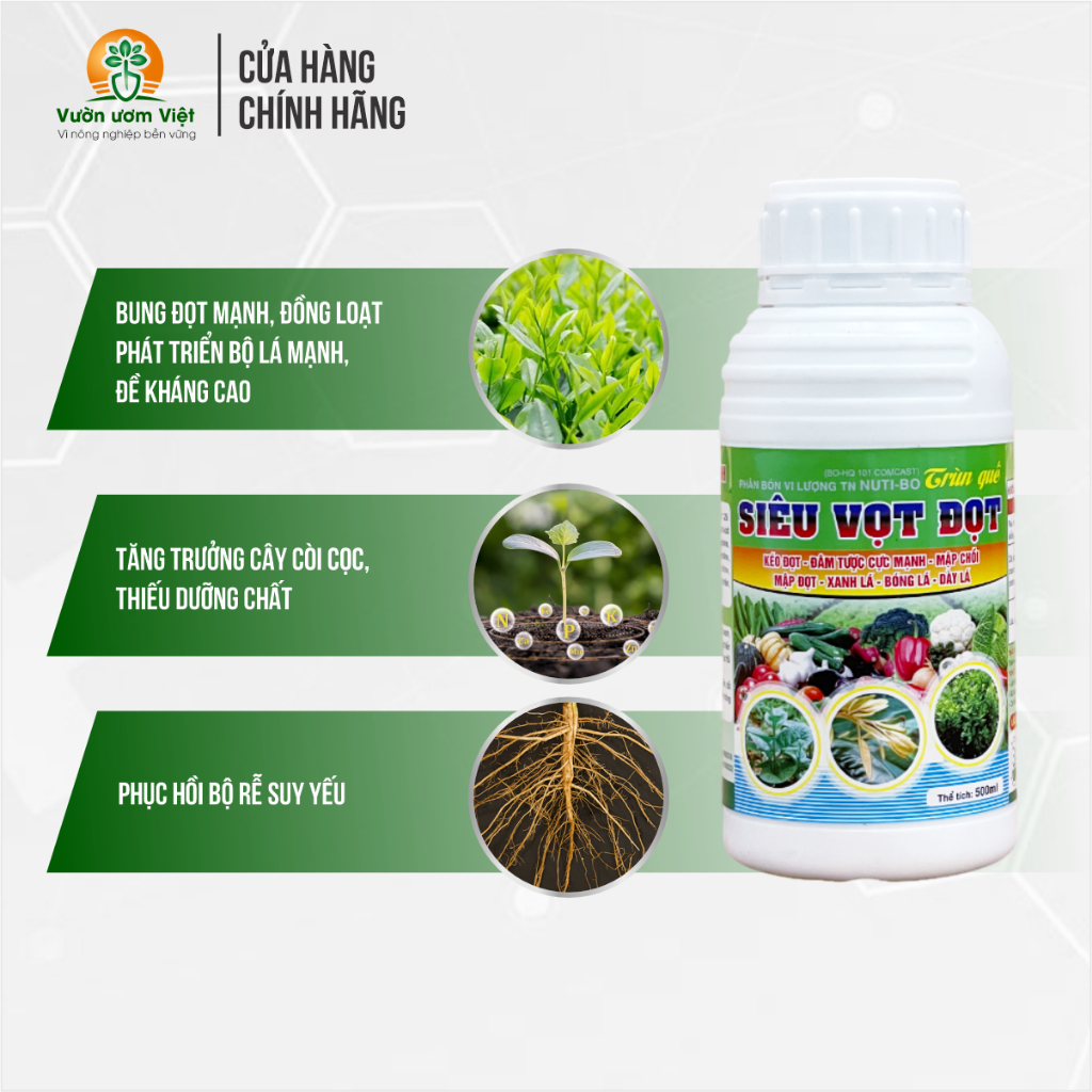 Phân bón lá Trùn Quế Siêu Vọt Đọt - hữu cơ tự nhiên, an toàn cho cây, dưỡng bộ lá khỏe mạnh nhất