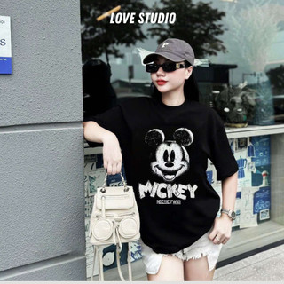 Set đồ Bộ Thể Thao Nam Nữ Mặc Mùa Hè Cực Mát cotton 100% họa tiết MICKEY áo thun quần short đùi trẻ trung [A235]