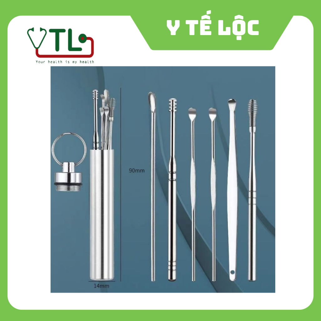 Bộ 6 Dụng Cụ Lấy Ráy Tai, Ngoáy Tai Bằng Thép Không Gỉ Có Móc Treo Chìa ...