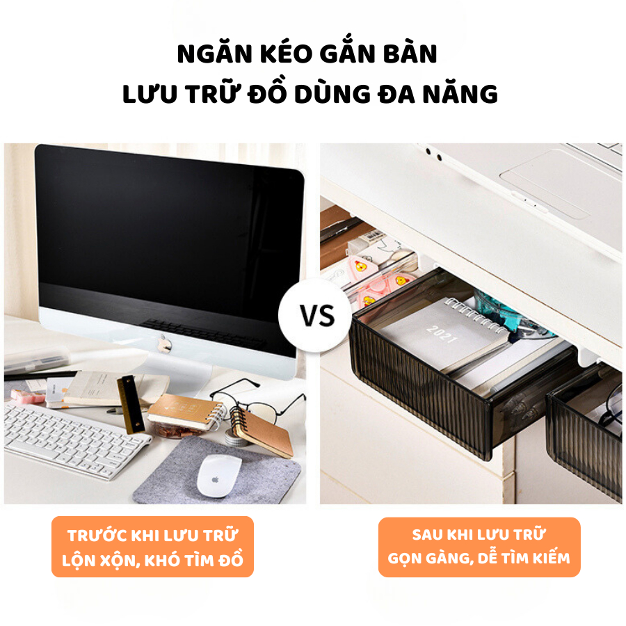 Ngăn Kéo Đa Năng Gắn Gầm Bàn ENODA HOME, Tủ, Hộp Đựng Đồ Đa Năng Dán Dưới Bàn Làm Việc P061