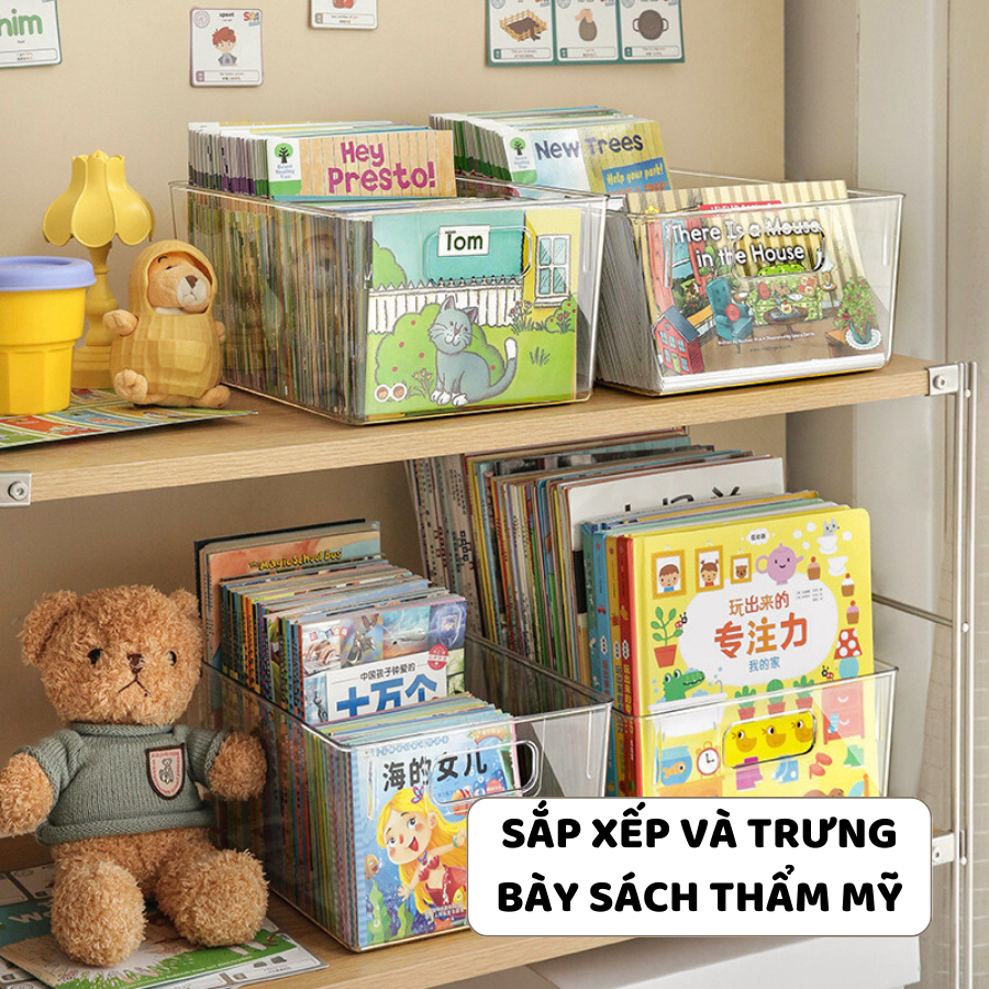 Hộp Đựng Sách Để Bàn Trong Suốt ENODA HOME, Khay Đựng Tài Liệu Văn Phòng Phẩm Q058