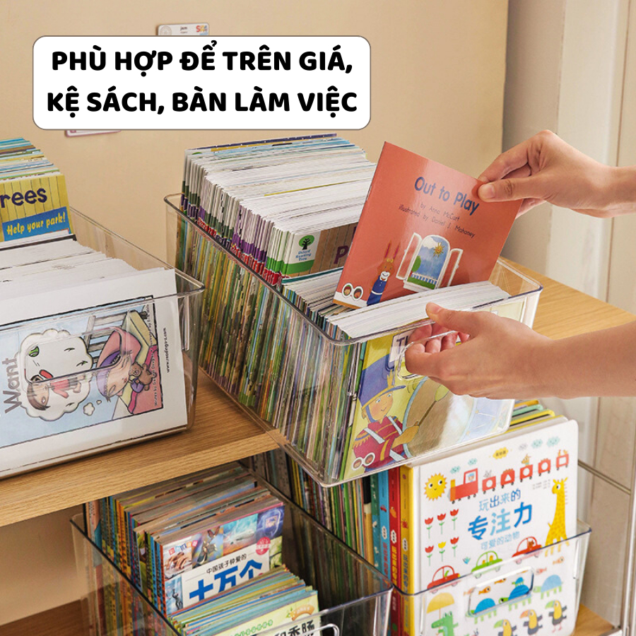 Hộp Đựng Sách Để Bàn Trong Suốt ENODA HOME, Khay Đựng Tài Liệu Văn Phòng Phẩm Q058