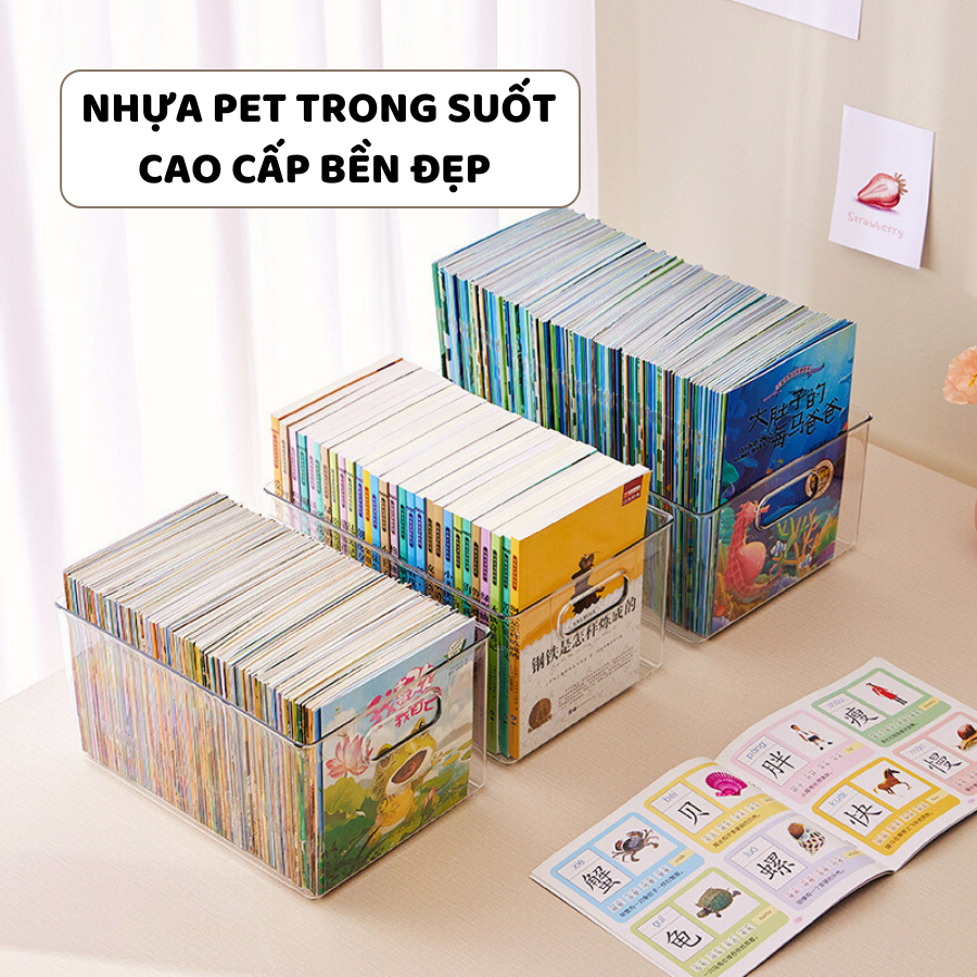 Hộp Đựng Sách Để Bàn Trong Suốt ENODA HOME, Khay Đựng Tài Liệu Văn Phòng Phẩm Q058