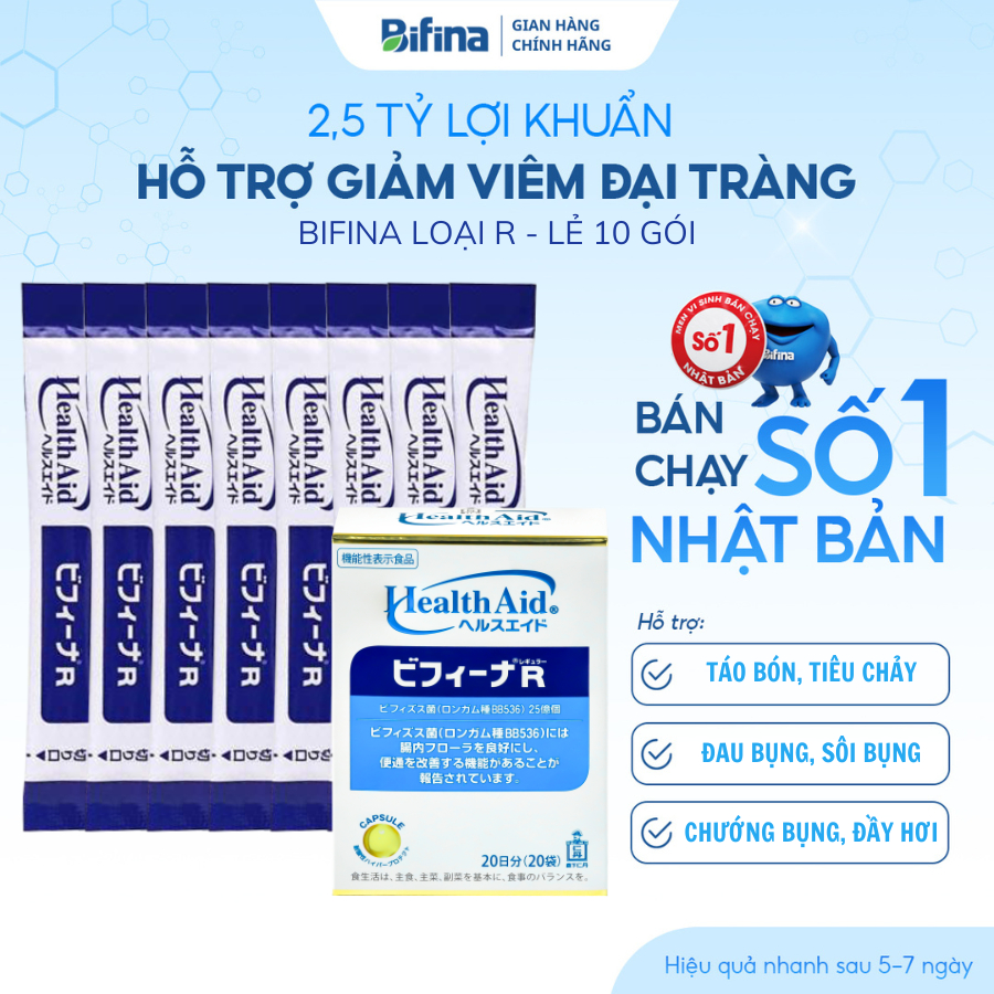 Ảnh Tăng sức đề kháng - Men vi sinh Bifina Nhật Bản - Loại R - Lẻ 10 gói (không có hộp) 1