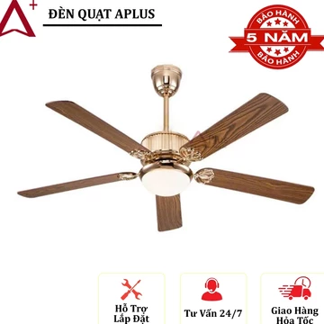 Quạt trần đèn 5 cánh gỗ,Quạt trần 5 cánh phong cách hiện đại phù hợp lắp phòng khách-ngủ-bếp-Động cơ DC tiết kiệm điện