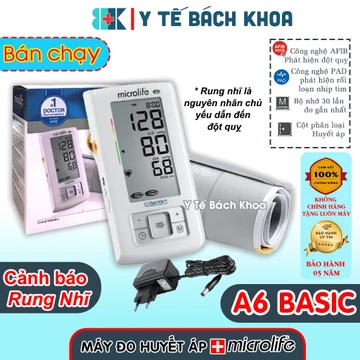 MÁY ĐO HUYẾT ÁP MICROLIFE BP A6 BASIC HÀNG CHÍNH HÃNG - BẢO HÀNH 05 NĂM 01 ĐỔI 01