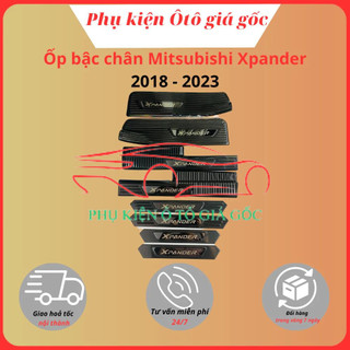 Ốp bậc cửa, nẹp bước chân trong, ngoài xe Mitsubishi Xpander 2018 - 2021, 2022, 2023 vân carbon cao cấp