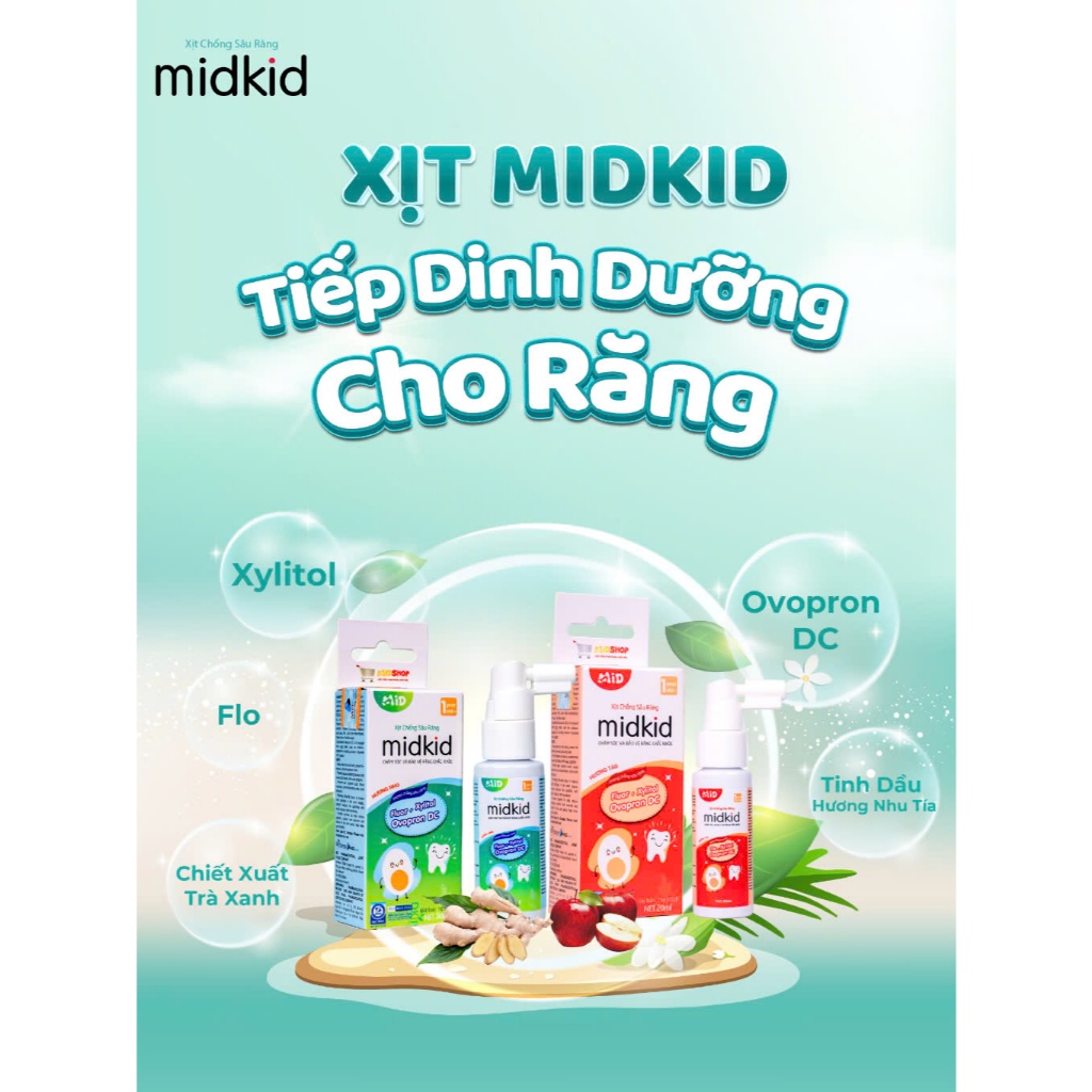 Ảnh Xịt chống sâu răng Midkid vị nho 30ml chính hãng cho bé từ 1 tuổi nuốt an toàn - Tặng Bàn chải U + Sticker 3