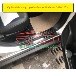 Ốp bậc cửa, nẹp bước chân trong, ngoài Carbon xe Mitsubishi Outlander 2016-2023