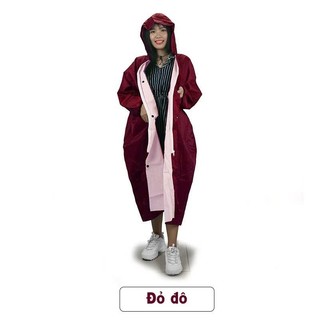 Áo mưa dây kéo tổ ong, áo mưa măng tô, áo mưa vải dù có khoá kéo và nút cài phía trước, chống thấm tốt