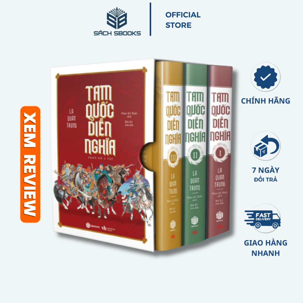 Sách - Combo 3 Cuốn Tam Quốc Diễn Nghĩa - Sách Tiểu Thuyết Văn Học Kinh Điển 2024 - Sbooks Store