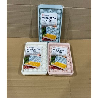 Khay đá tròn - vỉ đá tròn 33 viên Việt Nhật Chính hãng 3 màu pastel -6978
