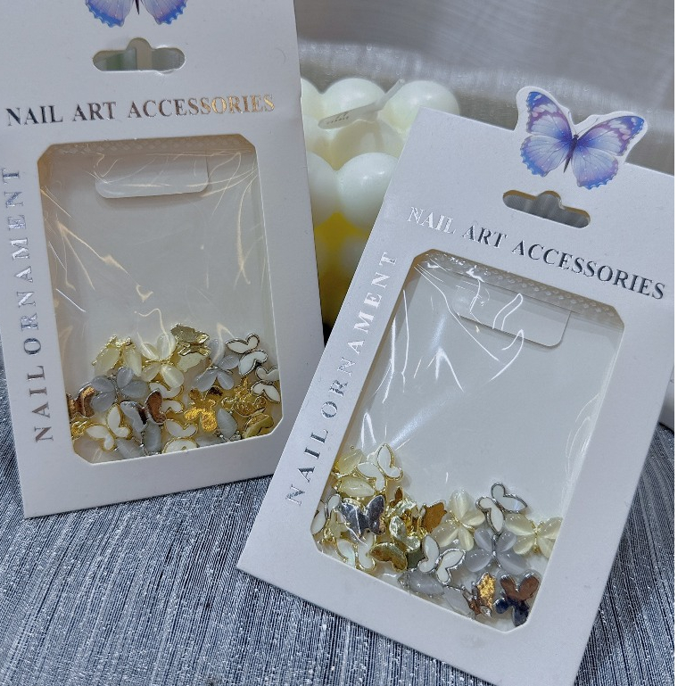 Set bướm kim loại -  trang trí móng tay