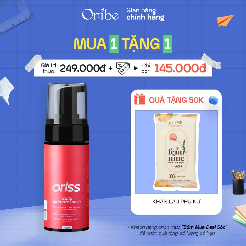 Bọt vệ sinh dành cho nữ chiết xuất trầu không và lô hội Oriss daily ...