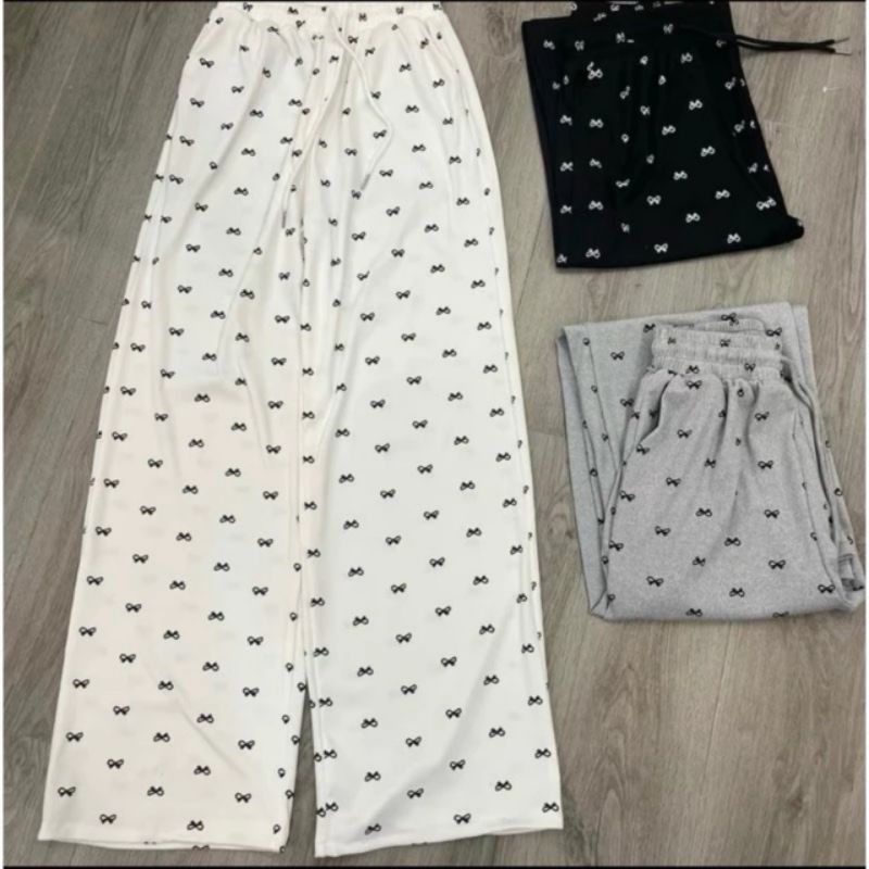 [Rẻ vô địch] Quần xuông chất tăm in full nơ