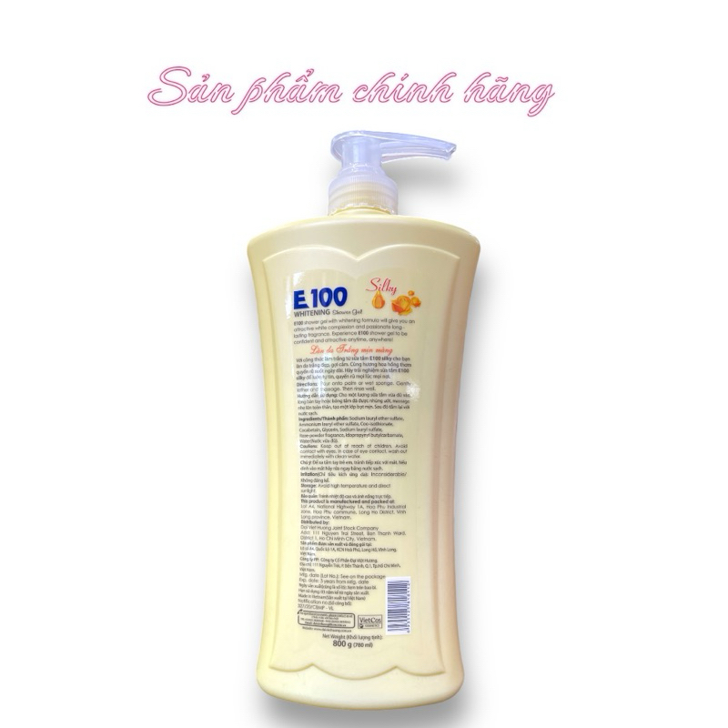 Sữa tắm E100 chai màu hồng, chai màu vàng 800gram