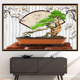Tranh Treo Tường Chậu Bonsai Phong Thuỷ 02 - Tranh Treo Tường Laminate Tráng Gương