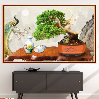 Tranh Treo Tường Chậu Bonsai Phong Thuỷ 02 - Tranh Treo Tường Laminate Tráng Gương