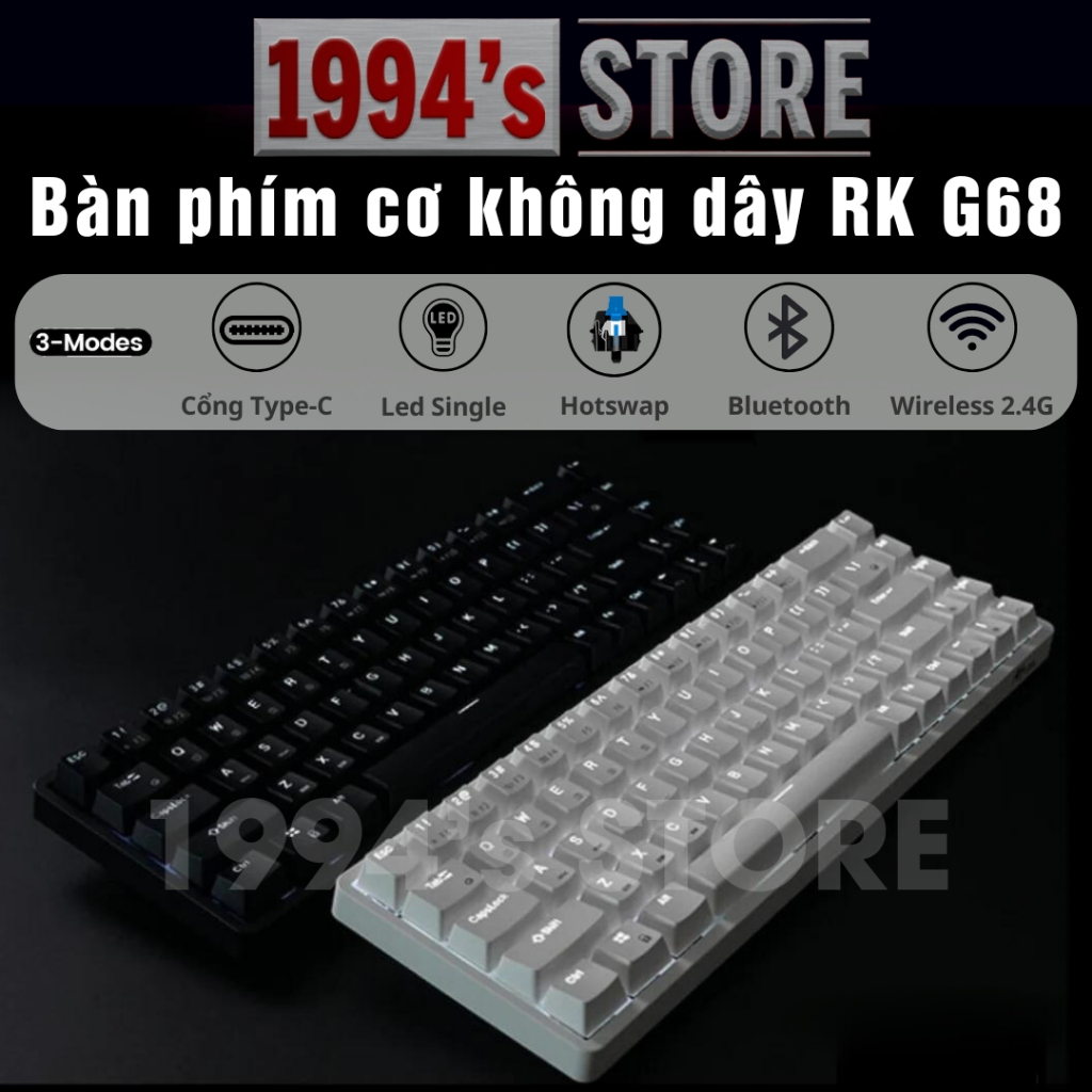 RK G68 - Bàn phím cơ gaming không dây RK837 HOTSWAP - Bluetooth 5.1 ...