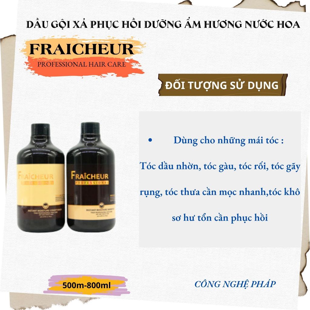 Cặp Dầu Gội Xả Fraicheur Instant Moisture 800ml | Dưỡng Ẩm Tóc Khô Xơ, Mềm Mượt & Bóng Khỏe