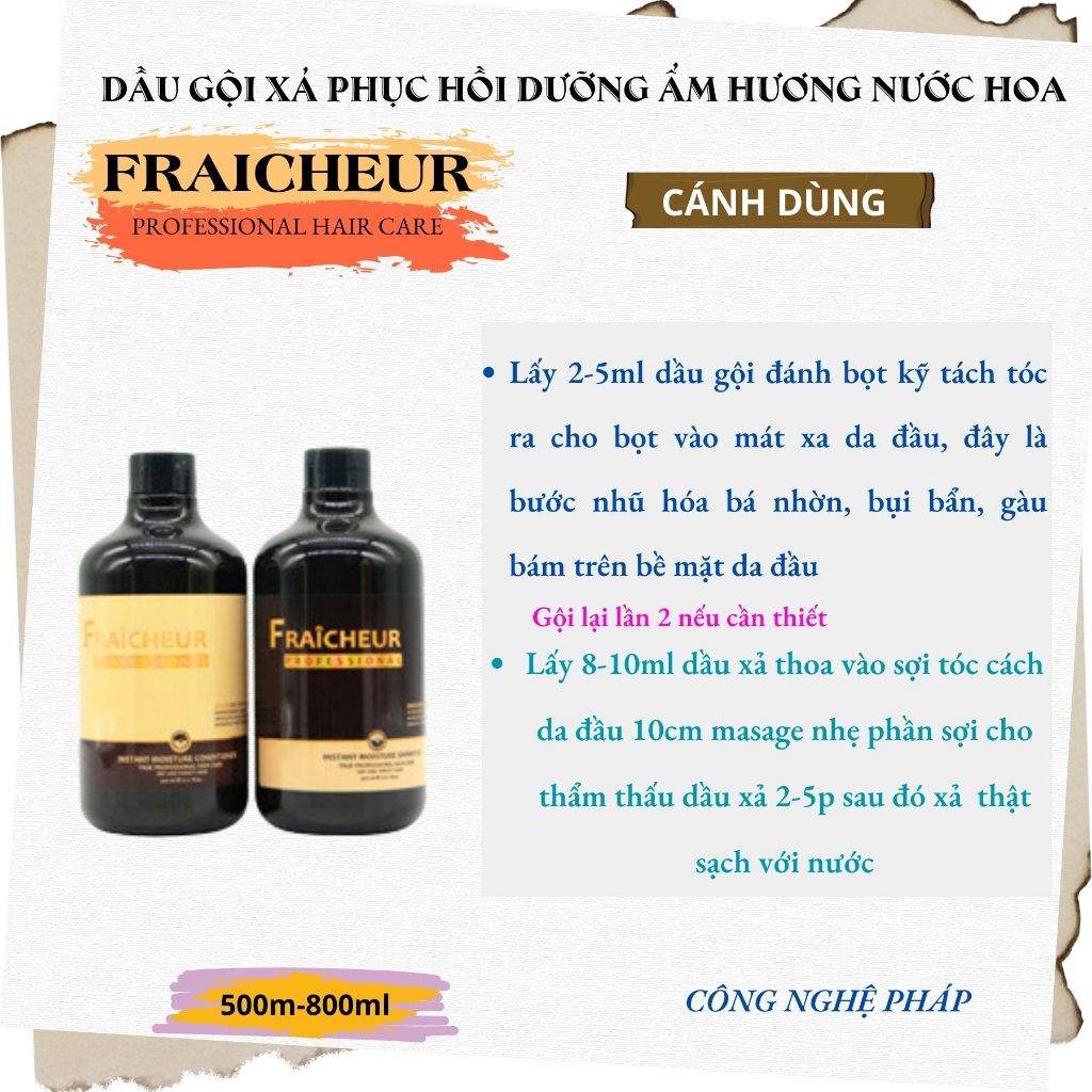Cặp Dầu Gội Xả Fraicheur Instant Moisture 800ml | Dưỡng Ẩm Tóc Khô Xơ, Mềm Mượt & Bóng Khỏe
