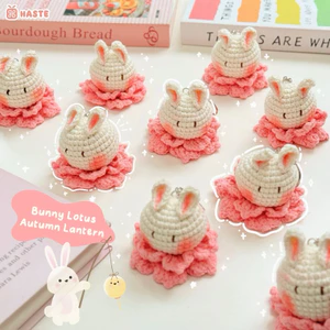Móc Khoá Len Hình Thỏ Lồng Đèn Hoa Sen Trung Thu Dễ Thương Handmade