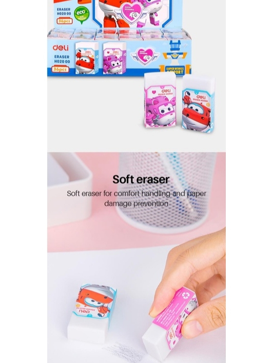 Product image Gôm Tẩy Deli Super Wings - EH020 00 Đỏ/Hồng - 1 Cái 2