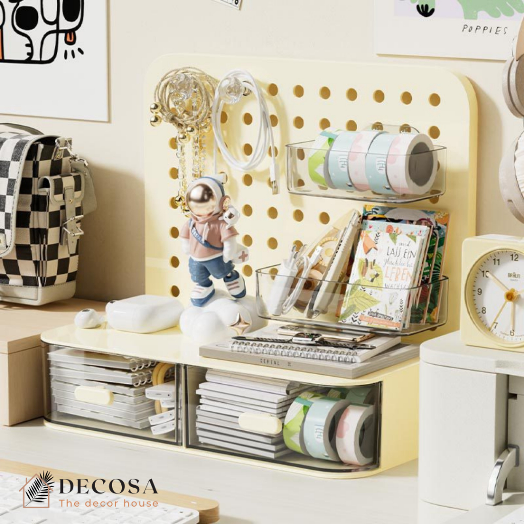 Kệ đựng đồ để bàn kèm bảng lỗ pegboard decor bàn học bàn làm việc | BigBuy360 - bigbuy360.vn