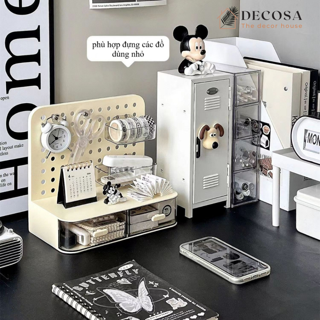 Kệ đựng đồ để bàn kèm bảng lỗ pegboard decor bàn học bàn làm việc | BigBuy360 - bigbuy360.vn