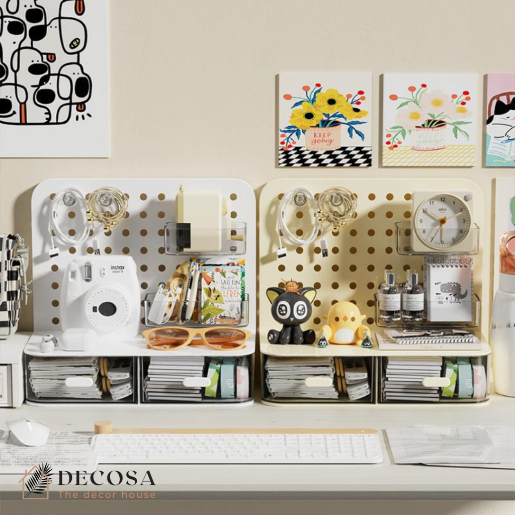 Kệ đựng đồ để bàn kèm bảng lỗ pegboard decor bàn học bàn làm việc | BigBuy360 - bigbuy360.vn
