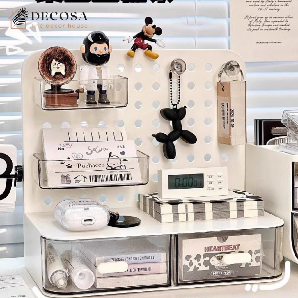 Kệ đựng đồ để bàn kèm bảng lỗ pegboard decor bàn học bàn làm việc | BigBuy360 - bigbuy360.vn
