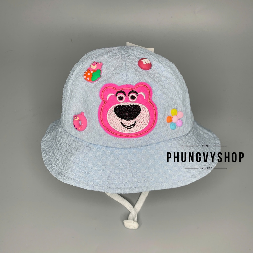 Mũ CỦA BÉ bucket tai bèo vành cực dễ thương trai gái phungvyshop- Nón BO trung GẤU HỒNG DÂU KHỈ NÂU