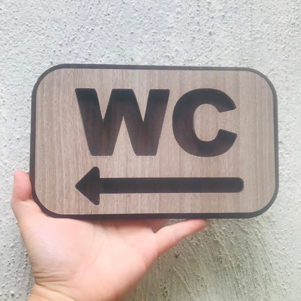 Bảng WC kèm mũi tên chỉ dẫn chữ nhật 10x22cm gỗ 2 lớp -SOKO -BBWC-G-14 ...