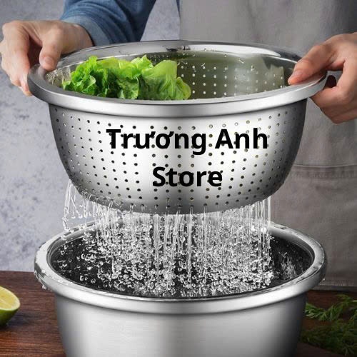 Bộ Thau + Rổ Inox Sâu Lòng Size 32CM Loại Lớn Dày Đa Năng Đựng Các Loại ...