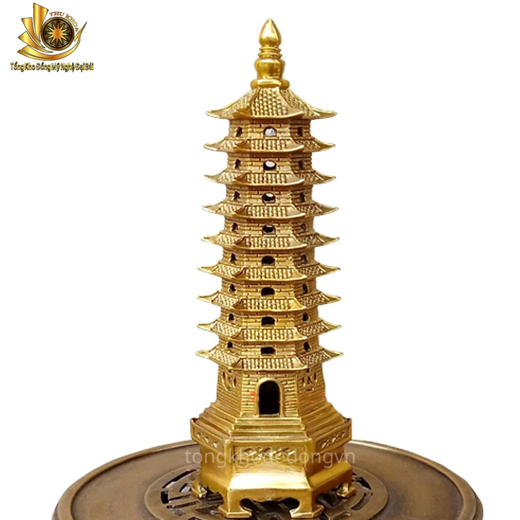 Tháp Văn Xương 32cm Bằng Đồng Vàng Loại 1 Cao 7 Tầng, 9 Tầng Thăng Tiến Sự Nghiệp, Học Hành
