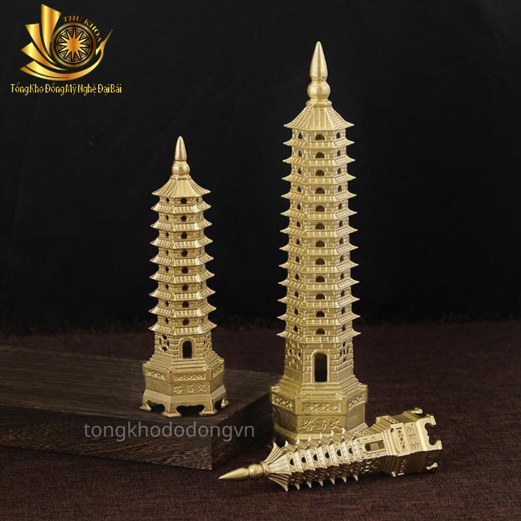 Tháp Văn Xương 32cm Bằng Đồng Vàng Loại 1 Cao 7 Tầng, 9 Tầng Thăng Tiến Sự Nghiệp, Học Hành