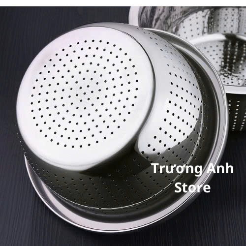 Rổ inox 304 sâu lòng, rá inox dày vo gạo rửa rau củ quả, lắp vừa vào ...